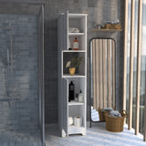 English Elm Linen Cabinet Albany, Four Interior Shelves, White Finish