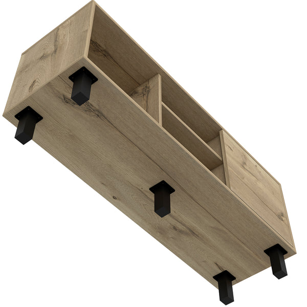 English Elm Tv TV Stand for TVs up to 55" Dext with Double Door Cabinet, Durable Particle Board, 63.8" Top Beige B092122931