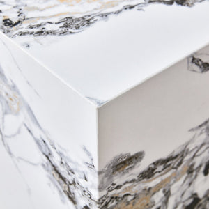 English Elm Elevate Any Corner with a Marble Patterned Mdf Pedestal Side Table for Modern Homes W1151P389856