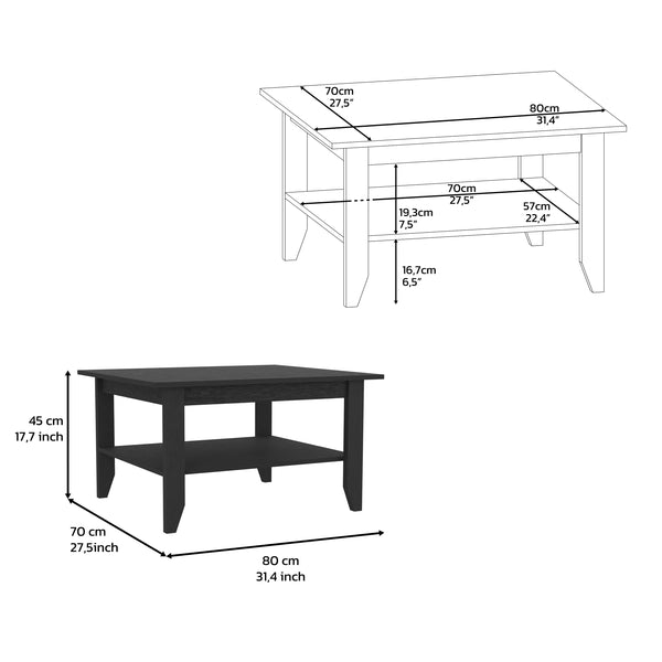 English Elm Coffee Table San Jose - Sleek Black Wengue Finish With One Shelf For Stylish Storage & Display B092123333