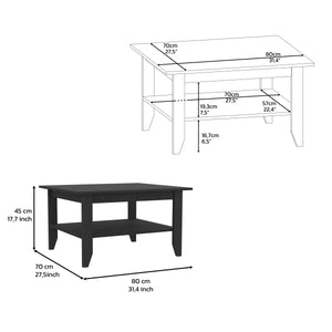 English Elm Coffee Table San Jose, One Shelf, Black Wengue Finish