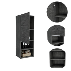 English Elm Medicine Cabinet Hazelton with Open Lower Shelves and Interior Storage, Easy Assembly, Durable Finish Gray B092122830
