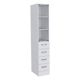 English Elm Linen Cabinet Artic, Three Shelves, Single Door, White Finish