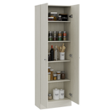 Double Door Storage Cabinet, Pearl Finish, Tall & Spacious, Easy Assembly