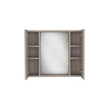 English Elm Medicine Cabinet Hops, Double Door, Mirror, One External Shelf, Light Gray Finish