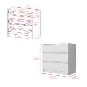 English Elm Dresser Maldus: Stylish Three-Drawer Storage Solution In Modern White Finish For Any Space B092122831
