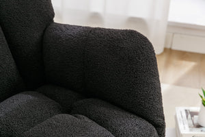 English Elm 050-teddy Fabric Glider Rocking Chair Plush Nursery Accent Seat with Wooden Base W527P176791