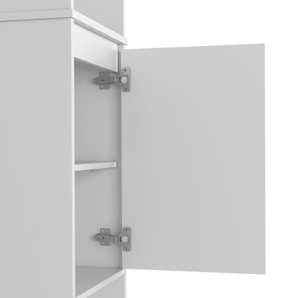 English Elm Kitchen Pantry Cabinet - Stylish Single Door With Open Shelves, Soft-Close Hinges, White Finish B092122927
