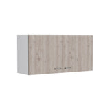 Wall Cabinet Toran, Two Shelves, Double Door, White / Light Gray Finish