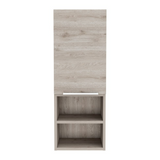 English Elm Medicine Cabinet Hazelton, Open and Interior Shelves, Light Gray Finish