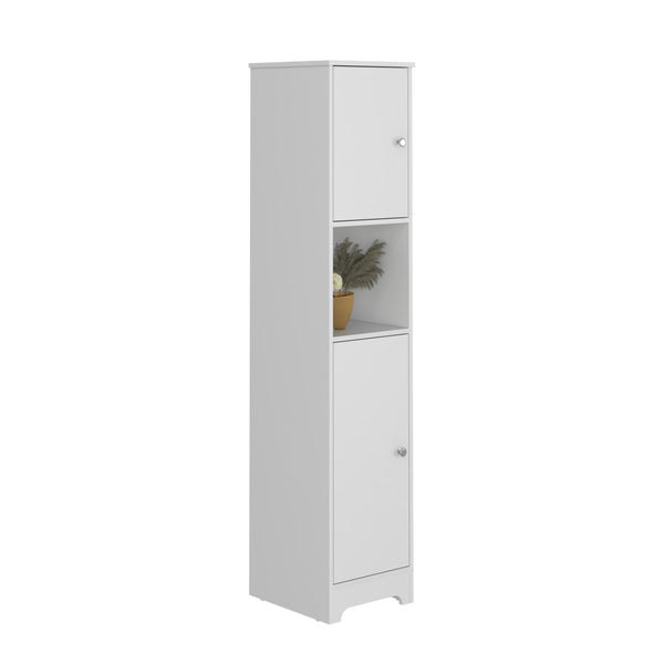 English Elm Linen Cabinet Albany - Elegant White Storage With 4 Shelves For Organized Bathroom & Hallway Use B092122840
