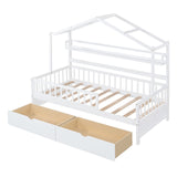 Hearth and Haven Wooden Twin Size House Bed with 2 Drawers, Kids Bed with Storage Shelf WF308872AAK WF308872AAK