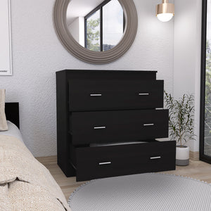 English Elm Three Drawer Litress Dresser with Metal Handles, Black Wengue Particle Board, Durable & Stylish Finish B092123041