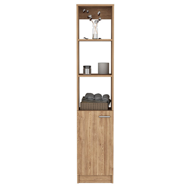 English Elm Linen Cabinet Emmett with 3 Open Shelves and Lower Storage Cabinet, 63.8" Tall Durable Pine Finish Espresso B092123330