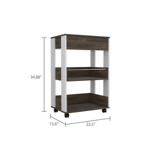English Elm Kitchen Cart Totti with Microwave Shelf, Rolling Double-Door Storage Cabinet and Spacious Countertop White+Walnut B092122893