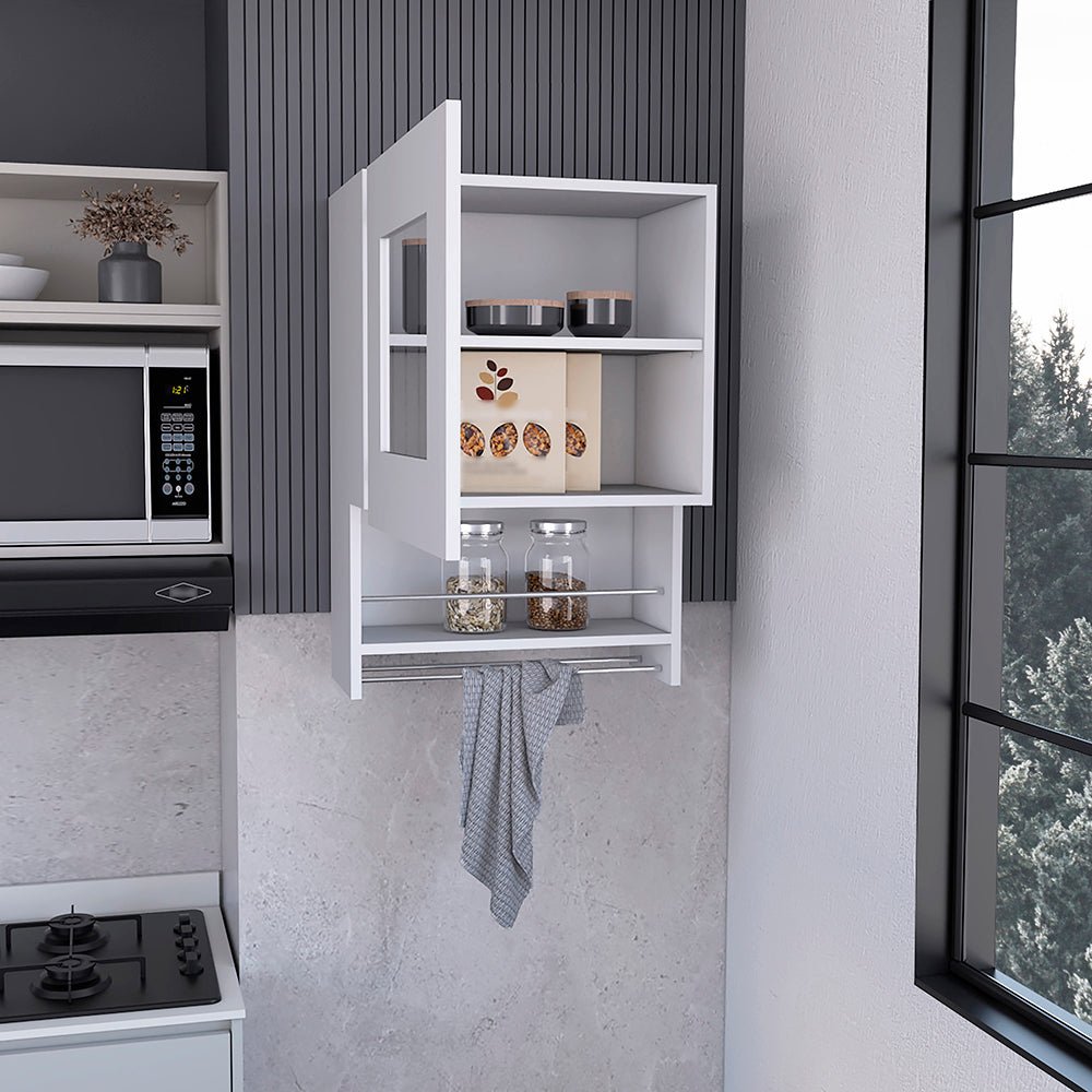 English Elm Kitchen Wall Cabinet Papua White Finish - 3 Adjustable Shelves, Easy Assembly, Durable Particle Board Storage (23.6"x17.3") B092123309