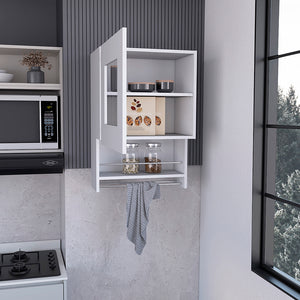 English Elm Kitchen Wall Cabinet Papua White Finish - 3 Adjustable Shelves, Easy Assembly, Durable Particle Board Storage (23.6"x17.3") B092123309