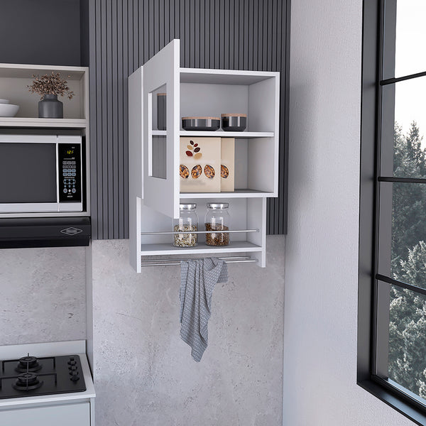 English Elm Kitchen Wall Cabinet Papua White Finish - 3 Adjustable Shelves, Easy Assembly, Durable Particle Board Storage (23.6"x17.3") B092123309
