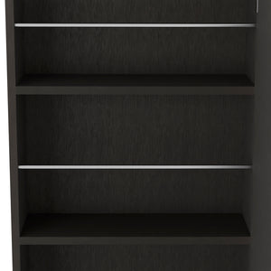 English Elm Wall Mounted Shoe Rack With Mirror Chimg Single Door Black Wengue Finish — Space‑Saving 10‑Pair Storage, Sleek Particle Board Design B092122892