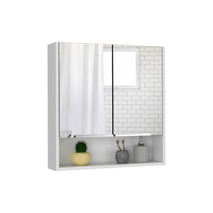 English Elm Medicine Cabinet With Mirror - Stylish White Finish, 3 Shelves & Open Storage For Modern Bathrooms B092122969