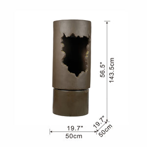 English Elm 19.7x19.7x56.5" Cement Column Outdoor Fountain with Light Tiered Garden Water Feature W2078P313047