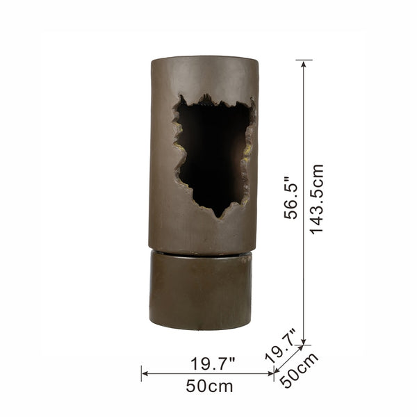 English Elm 19.7x19.7x56.5" Cement Column Outdoor Fountain with Light Tiered Garden Water Feature W2078P313047