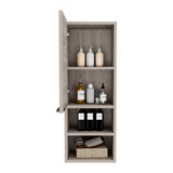 English Elm Medicine Cabinet Hazelton, Open and Interior Shelves, Light Gray Finish