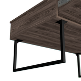 English Elm Lift Top Coffee Table With Drawer Vezu, Dark Walnut Finish