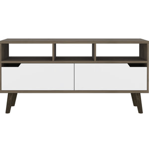 English Elm Tv TV Stand for TVs up to 55" Dext with Double Door Cabinet, Durable Particle Board, 63.8" Top White B092122945