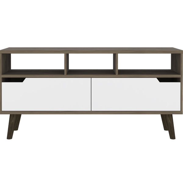 English Elm Tv TV Stand for TVs up to 55" Dext with Double Door Cabinet, Durable Particle Board, 63.8" Top White B092122945