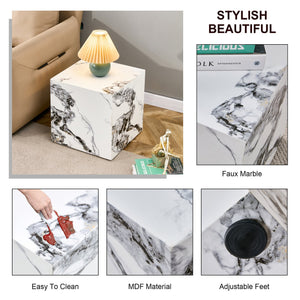 English Elm Modern Cube Coffee Table - Stylish White Mdf With Textured Design For Small Spaces & Living Rooms W1151P194276