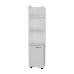 English Elm Freestanding cabinet Kairatu White Finish — One Drawer, 3 Shelves, Durable Particle Board, Versatile Storage Solution B092123125