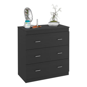 English Elm Three Drawer Litress Dresser with Metal Handles, Black Wengue Particle Board, Durable & Stylish Finish B092123041