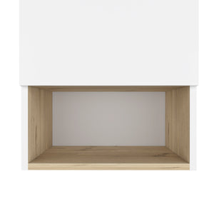 English Elm Medicine Cabinet Porto - Modern Light Oak & White Finish With Soft-Close Door & Open Shelf Storage B092123052