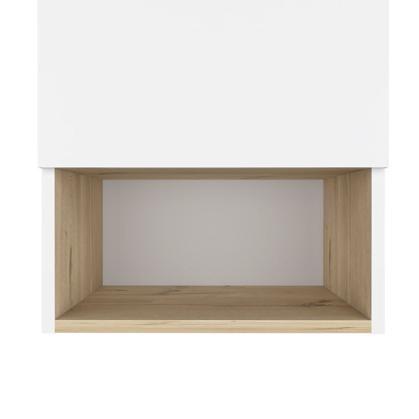 English Elm Medicine Cabinet Porto - Modern Light Oak & White Finish With Soft-Close Door & Open Shelf Storage B092123052