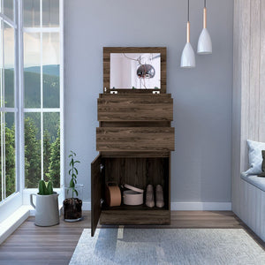 English Elm Dresser Asturias Jewelry Box With Mirror - Elegant Dark Walnut Finish For Timeless Bedroom Storage B092122857