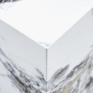 English Elm Elevate Any Corner with a Marble Patterned Mdf Pedestal Side Table for Modern Homes W1151P389856