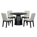 Hearth and Haven Trexm 5-Piece Dining Set Retro Round Table with 4 Upholstered Chairs For Living Room, Dining Room ST000095AAB