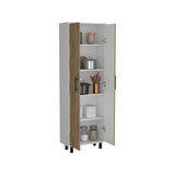 English Elm Multistorage Manacor, Five Shelves, Macadamia and White Finish