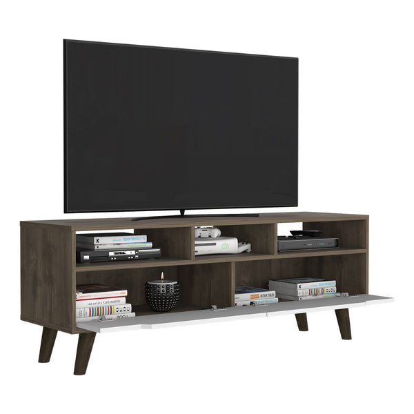 English Elm Tv TV Stand for TVs up to 55" Dext with Double Door Cabinet, Durable Particle Board, 63.8" Top White B092122945