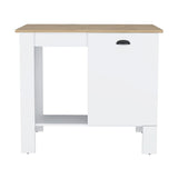 English Elm Kitchen Island Shoproni, One Drawer, White Finish