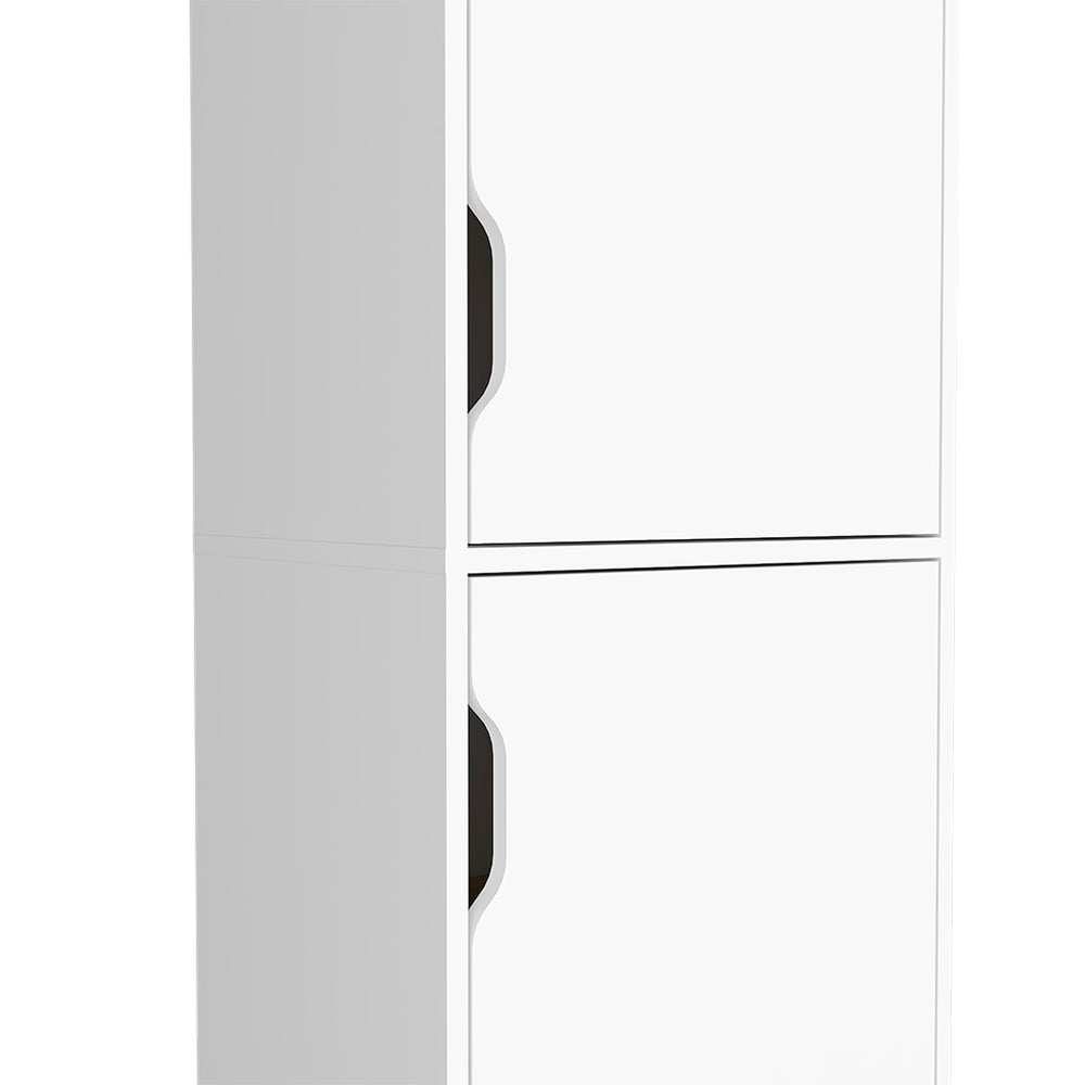 English Elm Single Kitchen Pantry Wallas - Light Oak/White Four-Shelf Two-Door Storage Cabinet, Durable Particleboard Finish, Easy Assembly, Compact 30.3"L x 21.2"W x 9"H B092123100