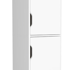 English Elm Single Kitchen Pantry Wallas - Light Oak/White Four-Shelf Two-Door Storage Cabinet, Durable Particleboard Finish, Easy Assembly, Compact 30.3"L x 21.2"W x 9"H B092123100