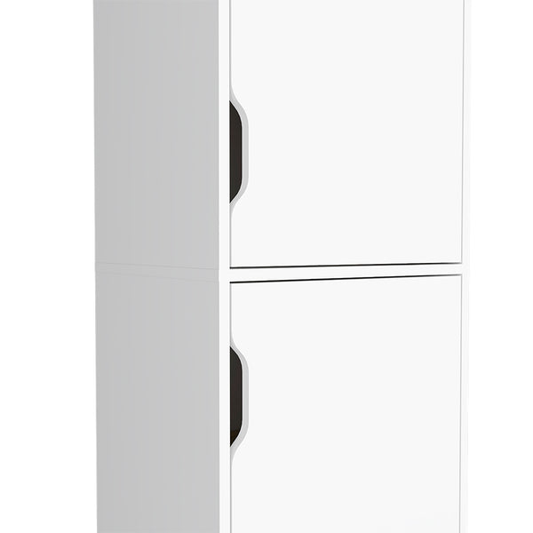 English Elm Single Kitchen Pantry Wallas - Light Oak/White Four-Shelf Two-Door Storage Cabinet, Durable Particleboard Finish, Easy Assembly, Compact 30.3"L x 21.2"W x 9"H B092123100