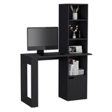 Black Office Desk with Bookcase & Cabinet, Wengue Finish - Stylish & Functional Workspace Solution