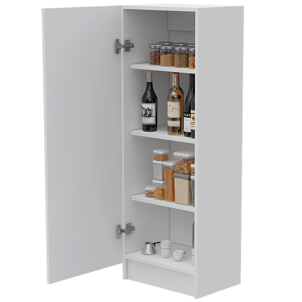 English Elm Pantry Miami single-door cabinet with four adjustable shelves, space-saving design, durable build White B092123007