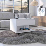 English Elm Lift Top Coffee Table Mercuri, Casters, White Finish