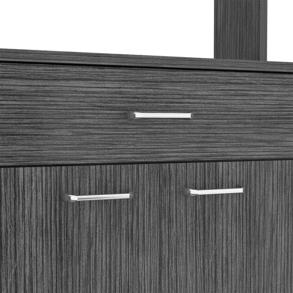 English Elm Pantry Piacenza multifunctional kitchen cabinet with microwave space, drawer, shelves for organized storage Gray B092123092