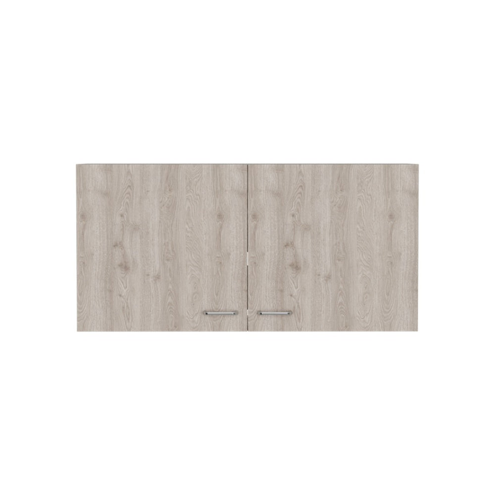 English Elm Wall Cabinet Toran - Sleek Two-Shelf Design In White & Light Gray For Modern Storage Solutions B092123088-GIGA