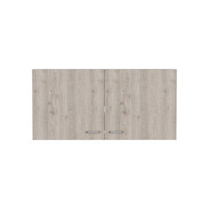 English Elm Wall Cabinet Toran - Sleek Two-Shelf Design In White & Light Gray For Modern Storage Solutions B092123088-GIGA